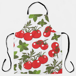 Tomato Basil Seamless Kitchen Pattern Apron
