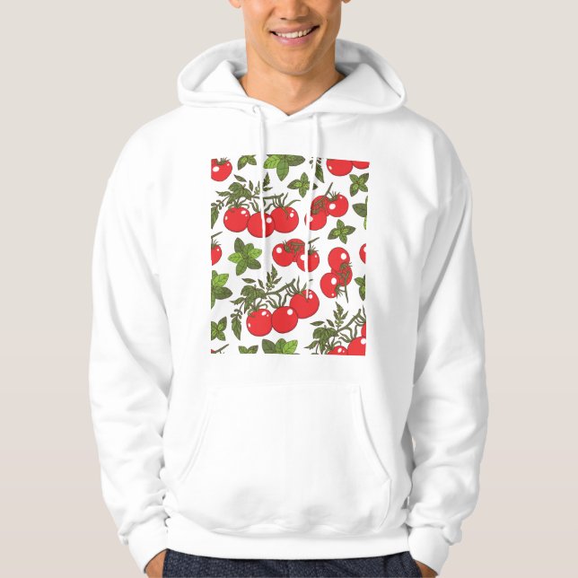 Tomato Basil Seamless Kitchen Pattern Hoodie (Front)