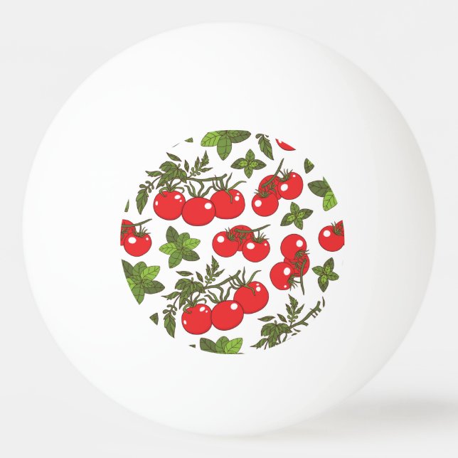 Tomato Basil Seamless Kitchen Pattern Ping Pong Ball (Front)