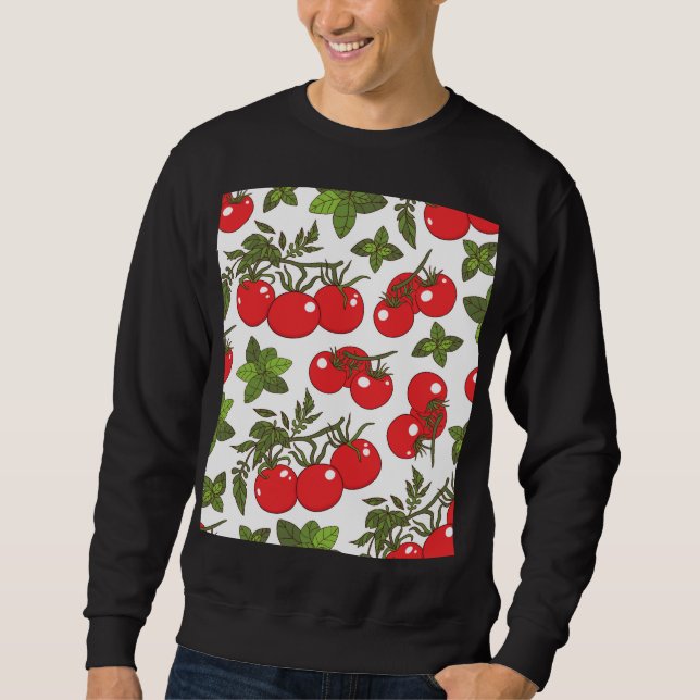 Tomato Basil Seamless Kitchen Pattern Sweatshirt (Front)