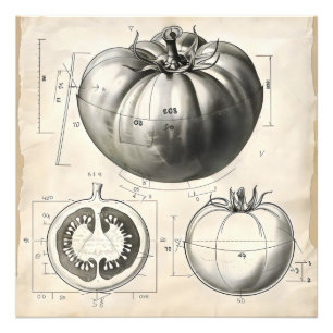 Tomato Blueprint Monochromatic Photo Print