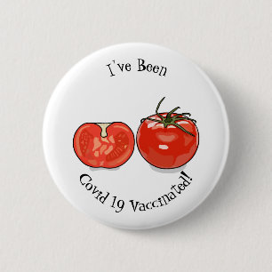 Tomato cartoon illustration 2 inch round button