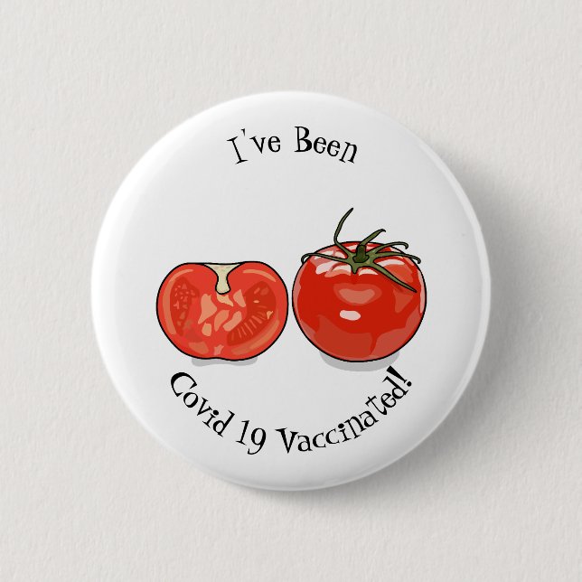 Tomato cartoon illustration 2 inch round button (Front)