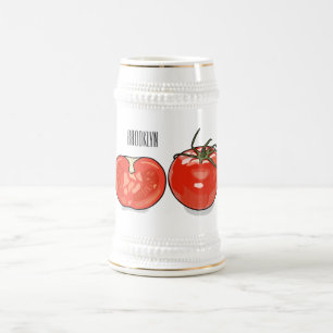 Tomato cartoon illustration beer stein
