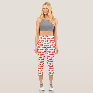 Tomato cartoon illustration capri leggings