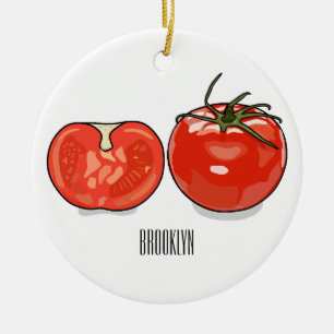 Tomato cartoon illustration  ceramic ornament