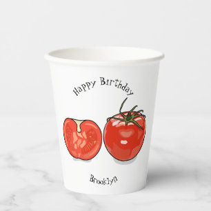 Tomato cartoon illustration paper cups