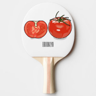 Tomato cartoon illustration ping pong paddle