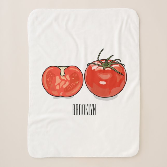 Tomato cartoon illustration sherpa blanket (Front)