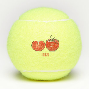 Tomato cartoon illustration tennis balls