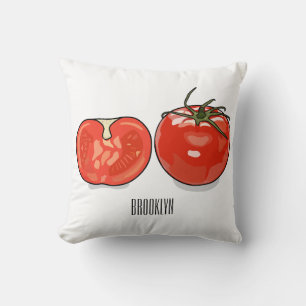 Tomato cartoon illustration throw pillow