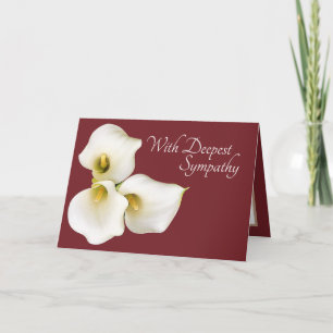 Tomato Colour Background Calla Lilies Sympathy Card