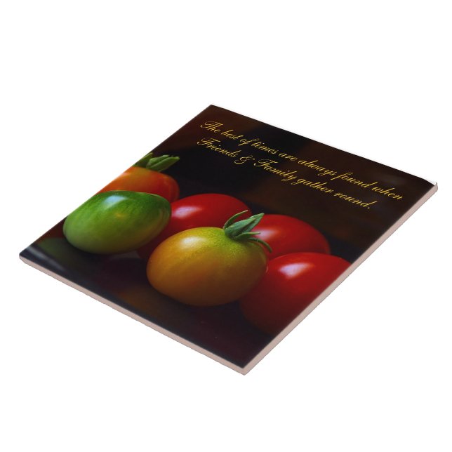 Tomato Friends & Family Quote Ceramic Tile/Trivet Tile (Side)