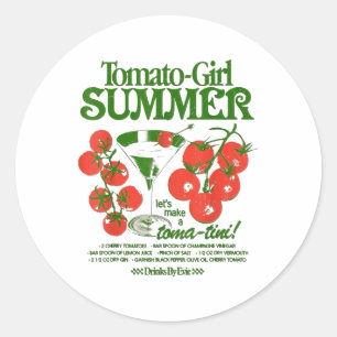 Tomato Girl Summer Tomato Fresh Fruit Trendy Aesth Classic Round Sticker