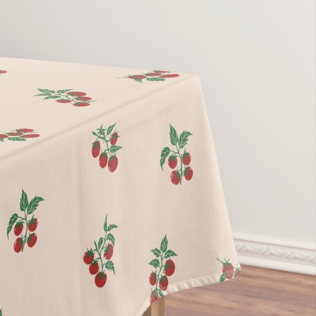 Tomato Grove Tomato Red Vine Green Tablecloth (In Situ)