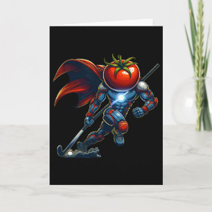 Tomato Head Superhero Field Hockey Cyborg Hero  Card