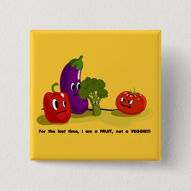 Tomato humour 2 inch square button (Front)