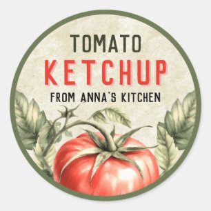 Tomato Ketchup sticker with vintage background