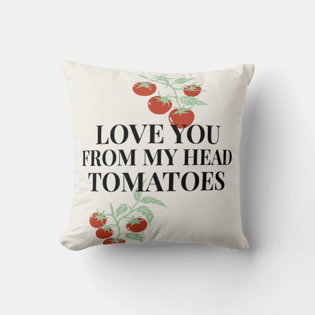 Tomato Love Note Green House Brunch Throw Pillow (Front)