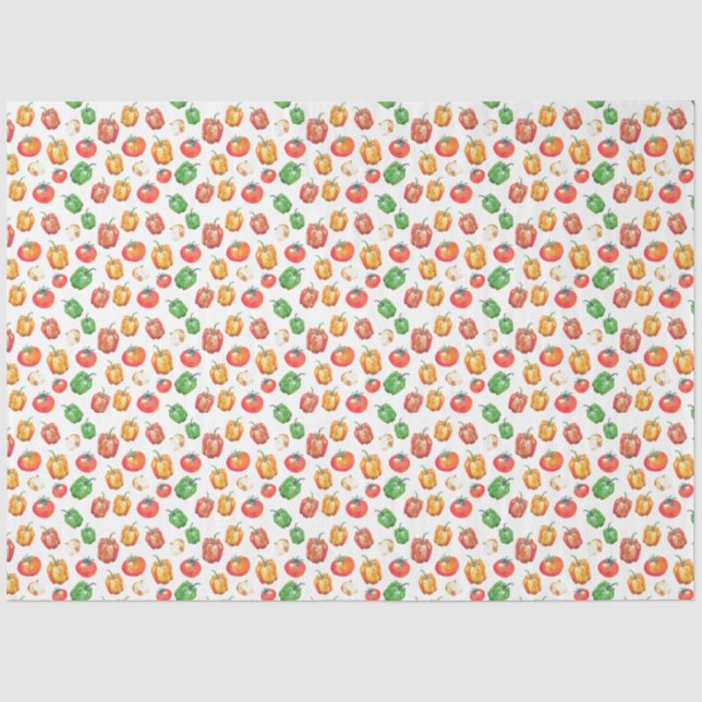 Tomato Peppers Onion Hand-Drawn Foodie Tissue Paper (Front)