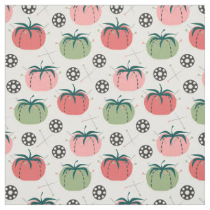 Tomato Pin Cushions and Bobbins - Pink Lime Fabric