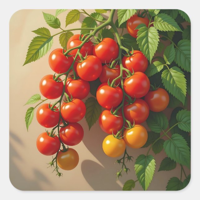 Tomato Plant Gardening Themed Summer Vibes Square Sticker (Front)