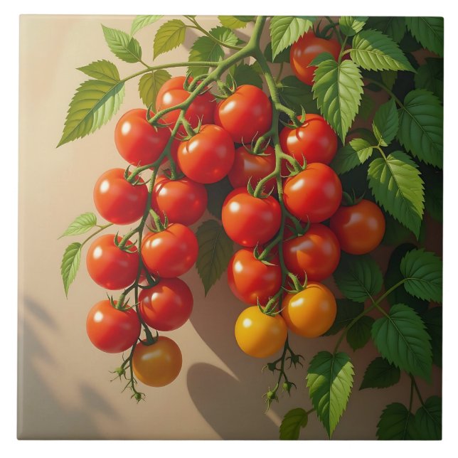 Tomato Plant Gardening Themed Summer Vibes Tile (Front)