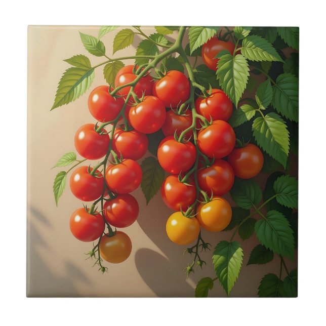 Tomato Plant Gardening Themed Summer Vibes Tile (Front)