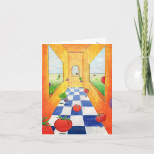 Tomato Radish Kitchen Note card Chequered Floor