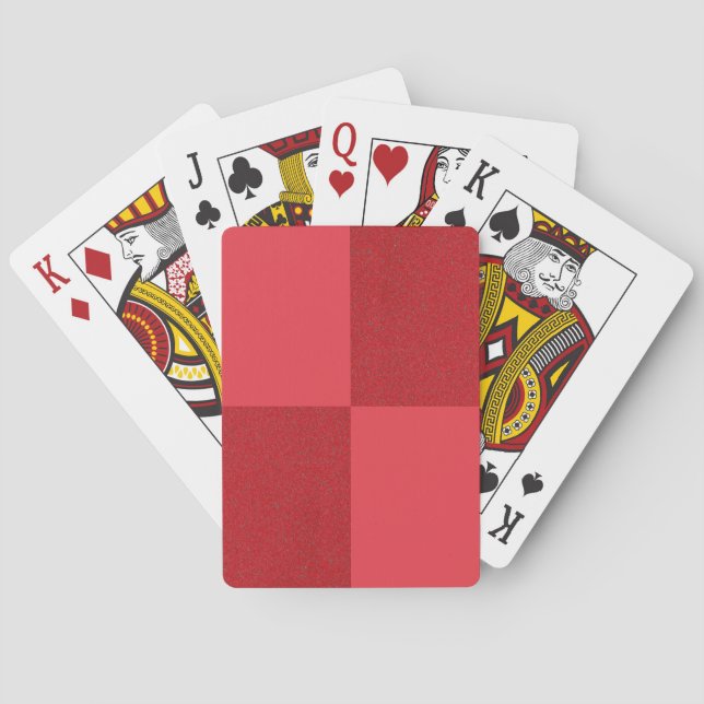 Tomato Red Chequered Grid Playing Cards – Customiz (Back)