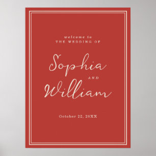 Tomato Red Classic Wedding Welcome Sign