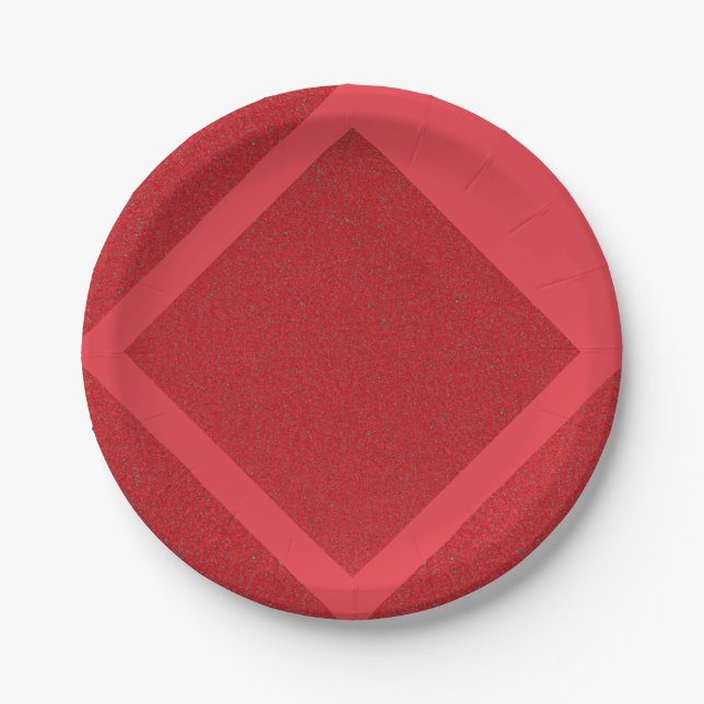 Tomato Red Diamond Frame Party Plate – Customize (Front)