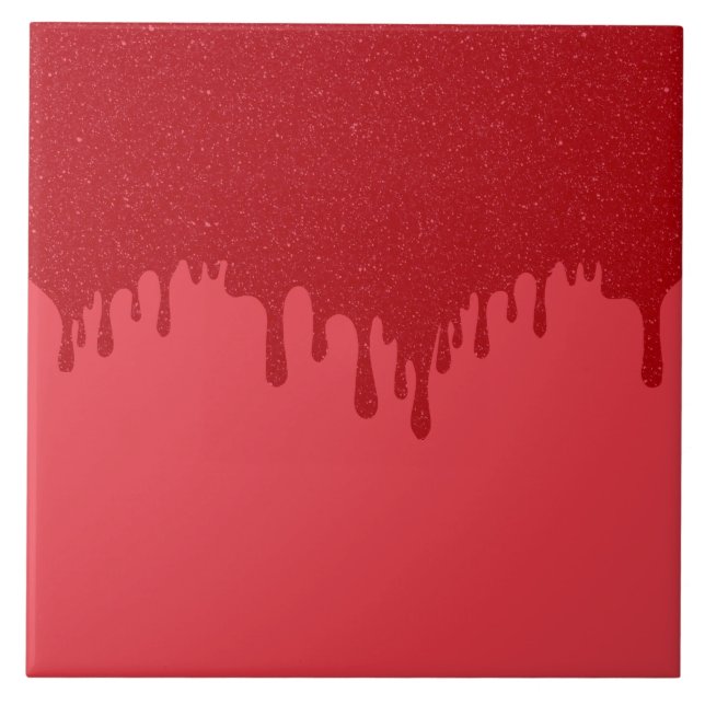 Tomato Red Drip Custom Ceramic Tile (Front)