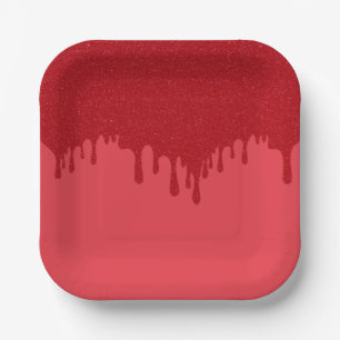 Tomato Red Drip Custom Paper Plate