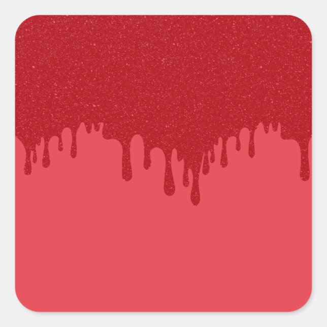 Tomato Red Drip Effect Square Stickers – Customize (Front)