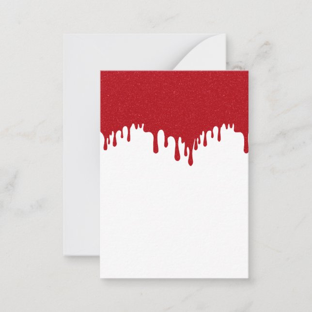 Tomato Red Drip on White Custom Flat Note Card (Front)