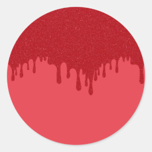 Tomato-Red Drip Round Stickers – Customizable