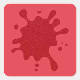 Tomato Red Glitter Splash Square Stickers (Custom)