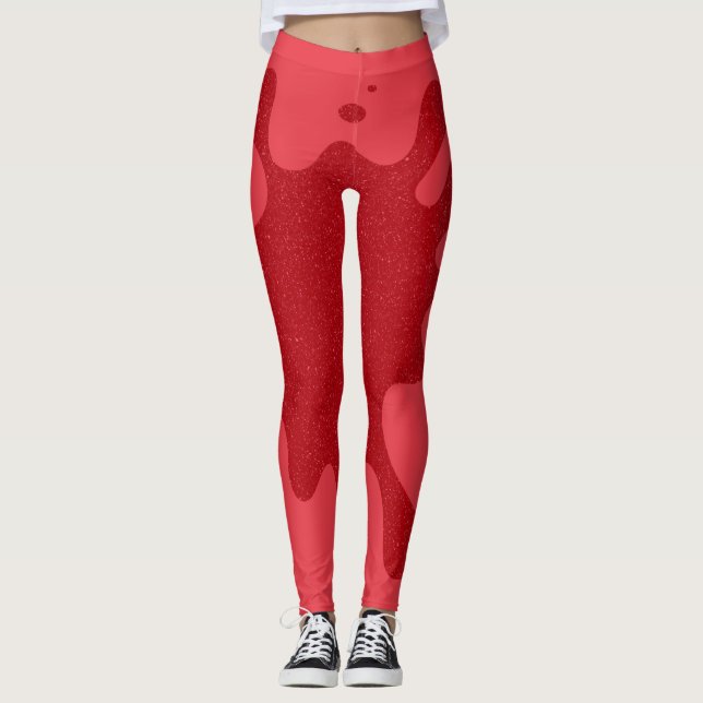 Tomato Red Speckle-Panel Leggings – Customizable (Front)