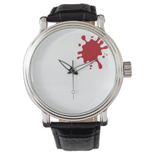 Tomato-Red Splash Vintage Men’s Watch – Customize