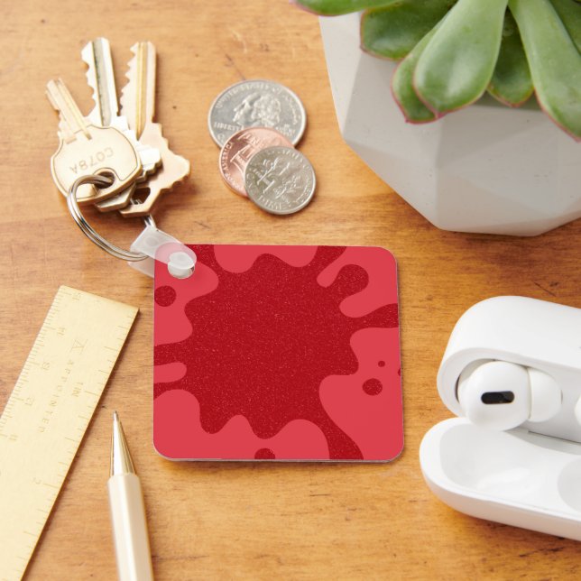 Tomato Red Splatter Keychain – Customizable (Desk)