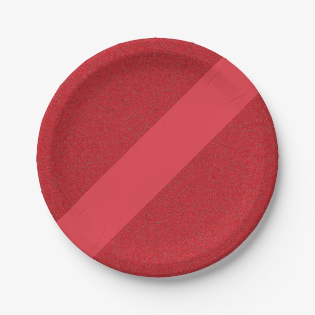 Tomato Red Stripe Textured Plate – Customizable (Front)