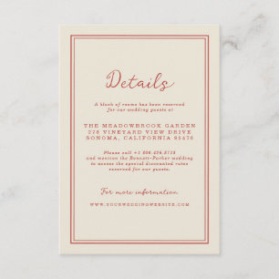 Tomato Red Striped Wedding Details Card