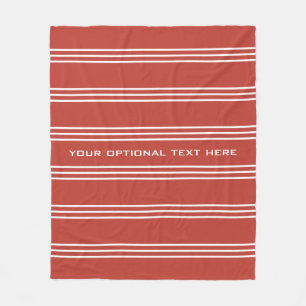 Tomato Red Stripes custom text fleece blankets