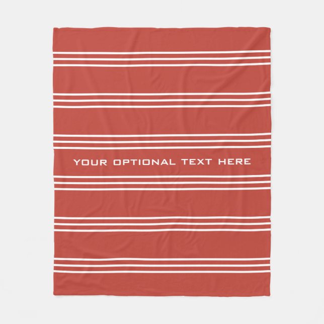 Tomato Red Stripes custom text fleece blankets (Front)