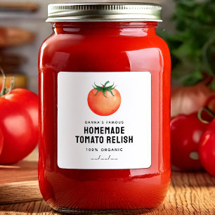 Tomato Relish canning label with red tomato design
