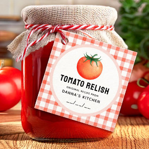 Tomato Relish with tomato and chequered pattern Favour Tags