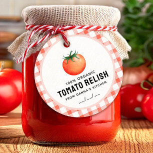 Tomato Relish with tomato and chequered pattern Favour Tags