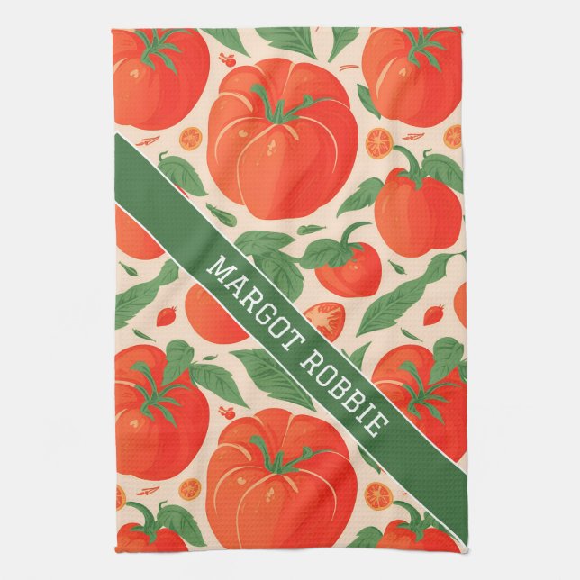 Tomato Retro Colourful Personalized Pattern Kitchen Towel (Vertical)