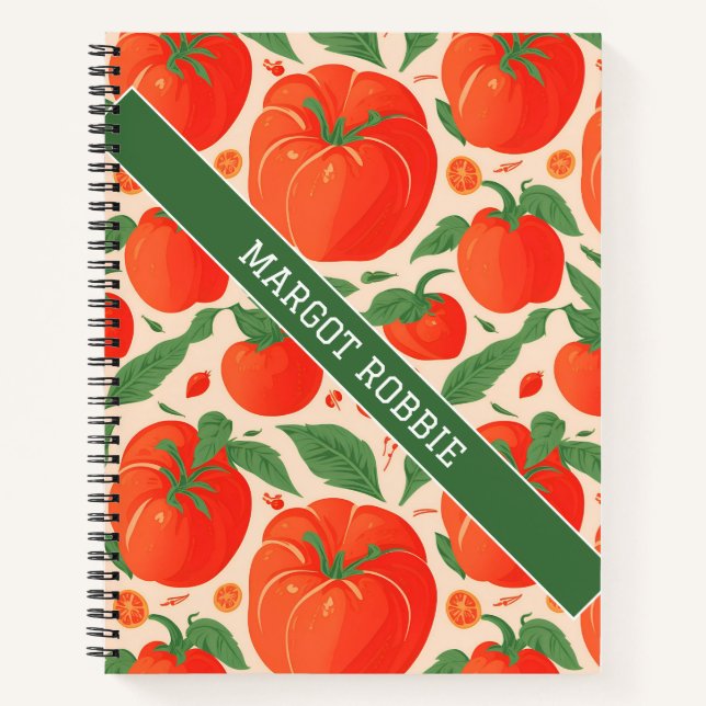 Tomato Retro Colourful Personalized Pattern Notebook (Front)